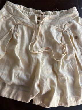 Free-est by Free People Cream/light yellow Elastic-Waist Knit Shorts